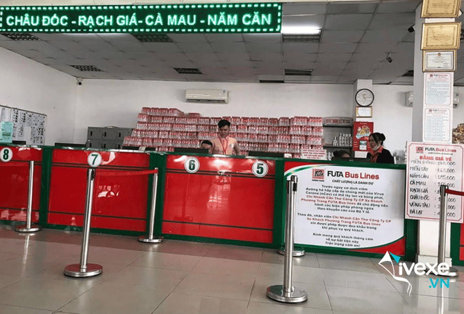 Quầy bán vé tại bến xe Phương Trang Cần Thơ