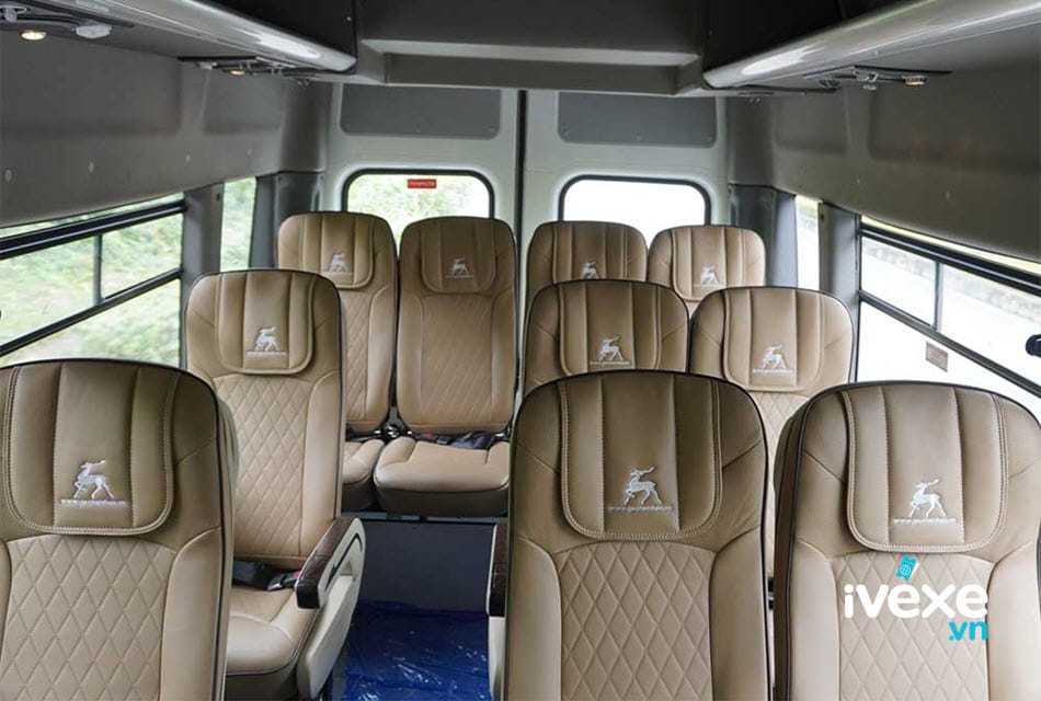 Nội thất xe ghế ngồi 16 chỗ của nhà xe Kim Mã