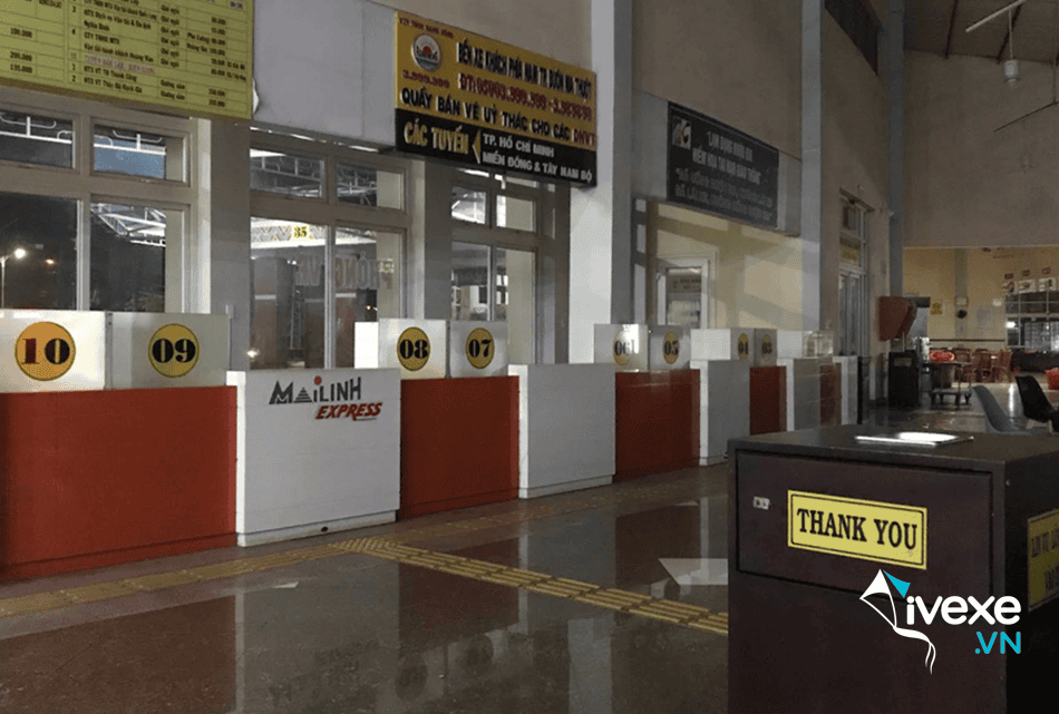 Khu vực phòng vé tại bến xe phía Nam Buôn Ma Thuột