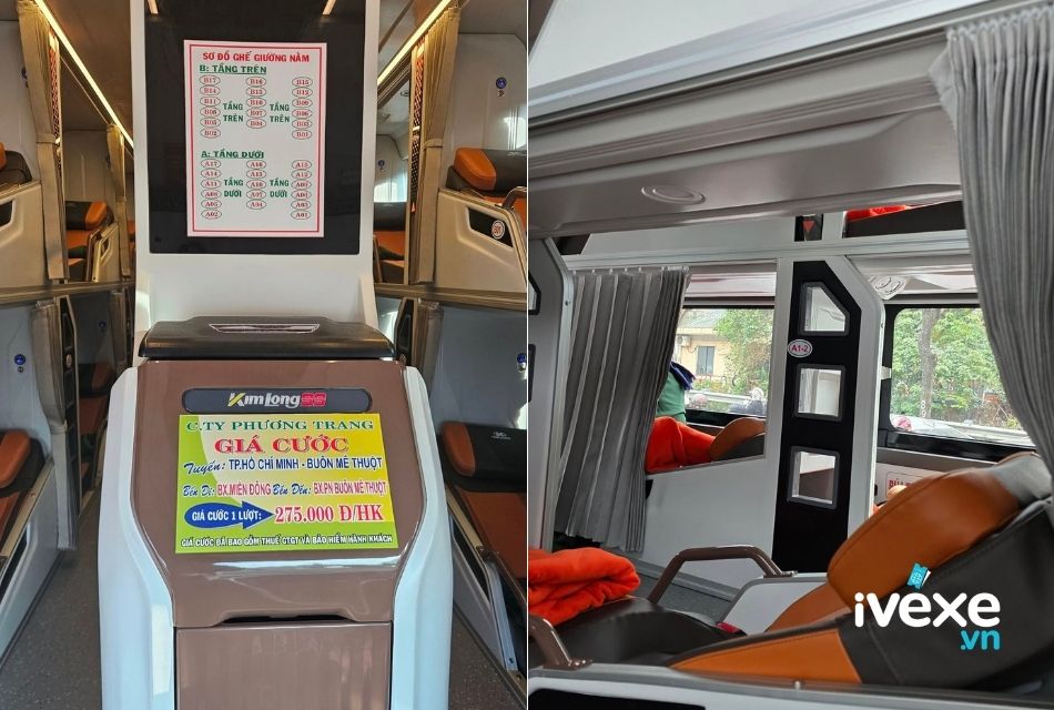 Nội thất xe Phương Trang Limousine 34 giường nằm hiện đại